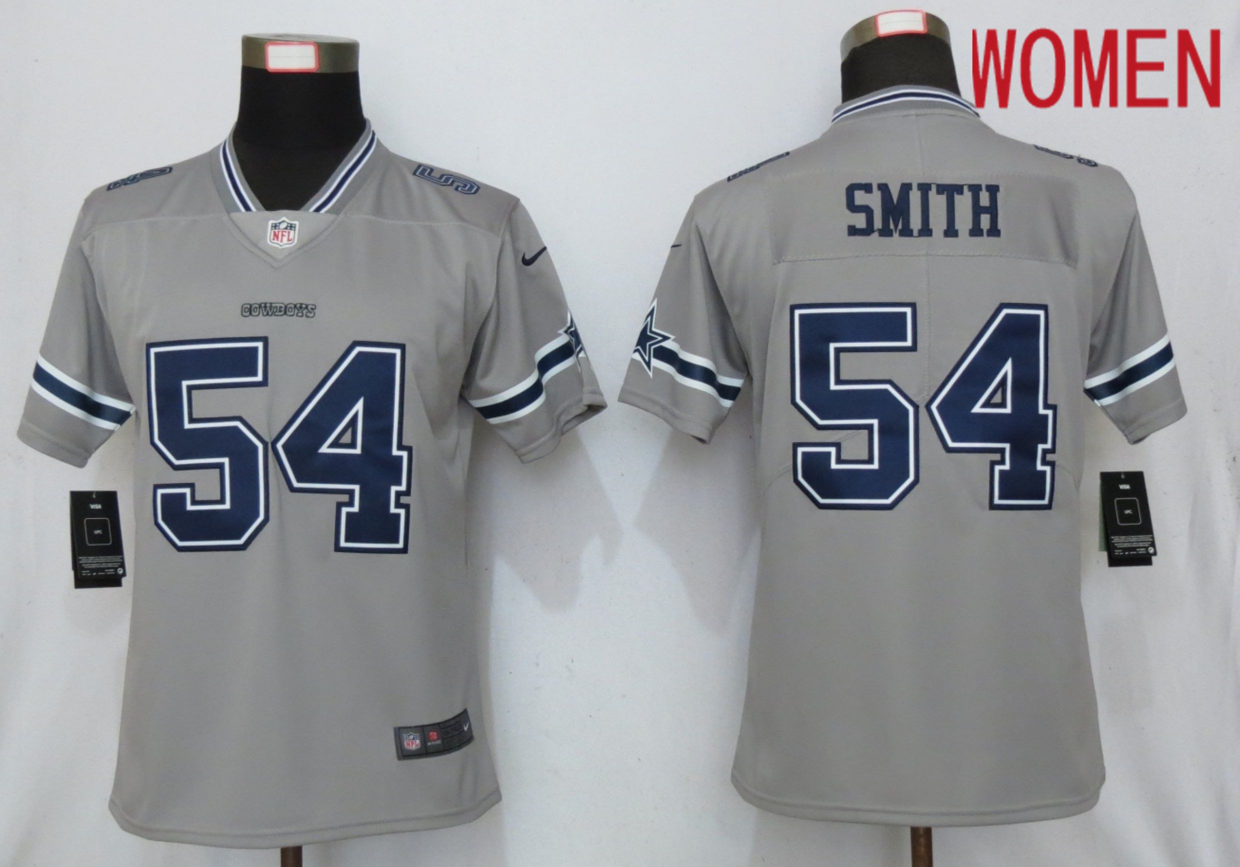 Women Dallas Cowboys 54 Smith 2019 Vapor Untouchable Nike Gray Inverted Elite Playe NFL Jerseys